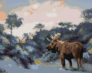Zuty - Painting By Numbers - Moose In Winter 3 (D. Rusty Rust), 40X50 Cm, Canvas - Painting by Numbers