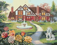 Zuty - Painting by Numbers - House With Letters And Fountain, Rose And Lion Statue (D. Rusty Rust),  - Painting by Numbers