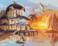 Zuty - Painting By Numbers - House And Sailboat Of Sea Creatures And Sunset (D. Rusty Rust), 40X - Painting by Numbers