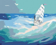 Zuty - Painting by Numbers - White Sailing Ship on the Wild Sea (D. Rusty Rust), 40X50 Cm, Canvas+Fr - Painting by Numbers