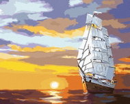 Zuty - Painting by Numbers - Sunset and Sailing Boats at Sea (D. Rusty Rust), 40X50 Cm, Canvas - Painting by Numbers