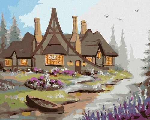 Zuty - Painting by Numbers - House by the River (D. Rusty Rust), 80X100 Cm, Canvas+Frame - Painting by Numbers - Main image