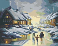 Zuty - Painting by Numbers - Ice Skaters and Houses (D. Rusty Rust), 40X50 Cm, Canvas+Frame - Painting by Numbers