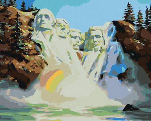 Zuty - Painting by Numbers - Waterfall, Rainbow and Presidents of the USA (D. Rusty Rust), 40X50 Cm, - Painting by Numbers - Main image