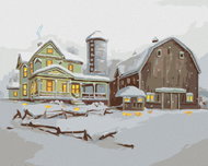 Zuty - Painting By Numbers - House With Barn In Winter (D. Rusty Rust), 40X50 Cm, Canvas+Frame - Painting by Numbers
