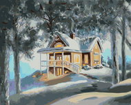 Zuty - Painting by Numbers - House And Forest In Winter (D. Rusty Rust), 40X50 Cm, Canvas+Frame - Painting by Numbers