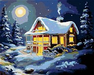 Zuty - Painting by Numbers - Snow House Under Full Moon (D. Rusty Rust), 80X100 Cm, Canvas+Frame - Painting by Numbers