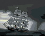 Zuty - Painting by Numbers - Sailing Ship in the Rain (D. Rusty Rust), 40X50 Cm, Canvas+Frame - Painting by Numbers