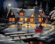 Zuty - Painting by Numbers - Snowy Cabin After Dusk (D. Rusty Rust), 40X50 Cm, Canvas - Painting by Numbers