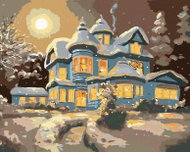 Zuty - Painting by Numbers - Snowy Blue House (D. Rusty Rust), 40X50 Cm, Canvas - Painting by Numbers