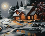 Zuty - Painting by Numbers - Snow-covered House After Dusk (D. Rusty Rust), 80X100 Cm, Canvas+Frame - Painting by Numbers
