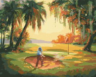 Zuty - Painting by Numbers - Golfer Falling Out of the Bunker (D. Rusty Rust), 40X50 Cm, Canvas+Fram - Painting by Numbers