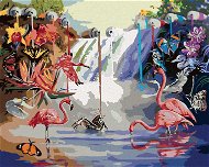 Zuty – Maľovanie podľa čísel – Vodopád farieb, vtáky, kvety a motýle (D. Rusty Rust), 80 × 100 cm, plátno + rám - Maľovanie podľa čísel
