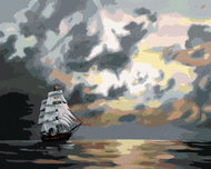 Zuty - Painting by Numbers - Sailing Ship After Dark (D. Rusty Rust), 40X50 Cm, Canvas - Painting by Numbers