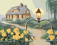 Zuty - Painting By Numbers - Yellow Roses, Heart Shaped Gate With Lamp And House (D. Rusty Rust), 40 - Painting by Numbers
