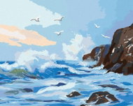 Zuty - Painting By Numbers - Waves Striking Rocks And Seagulls (D. Rusty Rust), 40X50 Cm, Canvas+Fra - Painting by Numbers