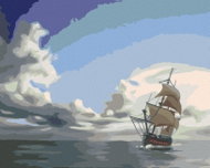 Zuty - Painting by Numbers - Sailing Ship on a Calm Sea (D. Rusty Rust), 40X50 Cm, Canvas+Frame - Painting by Numbers