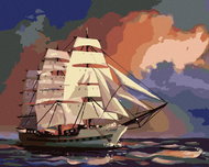 Zuty - Painting by Numbers - Sailing Ship at Sea (D. Rusty Rust), 80X100 Cm, Canvas - Painting by Numbers