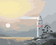 Zuty - Painting by Numbers - Lighthouse and Sun in the Fog (D. Rusty Rust), 40X50 Cm, Canvas - Painting by Numbers