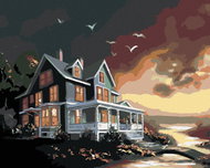 Zuty - Painting by Numbers - Green House After Dark (D. Rusty Rust), 40X50 Cm, Canvas - Painting by Numbers