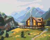 Zuty - Painting By Numbers - Log Cabin In Spring (D. Rusty Rust), 40X50 Cm, Canvas - Painting by Numbers