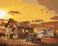 Zuty - Painting By Numbers - Barn With Crumbling Roof (D. Rusty Rust), 40X50 Cm, Canvas+Frame - Painting by Numbers