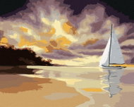 Zuty - Painting by Numbers - Small Sailing Ship on the Coast (D. Rusty Rust), 40X50 Cm, Canvas - Painting by Numbers