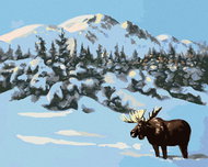 Zuty - Painting By Numbers - Moose In Winter 2 (D. Rusty Rust), 40X50 Cm, Canvas+Frame - Painting by Numbers