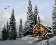 Zuty - Painting by Numbers - Snowy Cabin in the Forest (D. Rusty Rust), 40X50 Cm, Canvas - Painting by Numbers