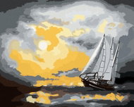 Zuty - Painting by Numbers - Sailing Ship Sailing on the Sea After a Storm (D. Rusty Rust), 40X50 Cm - Painting by Numbers