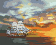 Zuty - Painting by Numbers - Large Sailing Ship After Dusk (D. Rusty Rust), 40X50 Cm, Canvas - Painting by Numbers