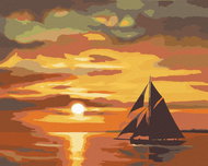 Zuty - Painting by Numbers - Dark Sailing Ship at Dusk (D. Rusty Rust), 40X50 Cm, Canvas - Painting by Numbers