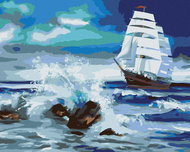 Zuty - Painting by Numbers - Sailing Ship Sailing on the Reef (D. Rusty Rust), 40X50 Cm, Canvas+Fram - Painting by Numbers