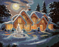 Zuty - Painting by Numbers - Snow House at Night (D. Rusty Rust), 40X50 Cm, Canvas+Frame - Painting by Numbers