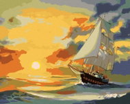 Zuty - Painting by Numbers - Sailing Ship After Dusk 2 (D. Rusty Rust), 40X50 Cm, Canvas+Frame - Painting by Numbers