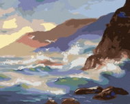 Zuty - Painting by Numbers - Sea Cliffs (D. Rusty Rust), 40X50 Cm, Canvas+Frame - Painting by Numbers