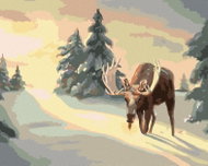 Zuty - Painting by Numbers - Moose Standing in the Snow (D. Rusty Rust), 40X50 Cm, Canvas - Painting by Numbers