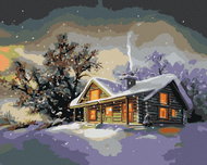 Zuty - Painting by Numbers - Snow-covered Cabin After Dusk 2 (D. Rusty Rust), 80X100 Cm, Canvas+Fram - Painting by Numbers