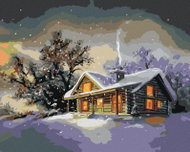 Zuty - Painting by Numbers - Snowy Cabin After Dusk 2 (D. Rusty Rust), 40X50 Cm, Canvas - Painting by Numbers