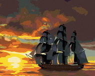 Zuty - Painting by Numbers - Ship at Sunset (D. Rusty Rust), 40X50 Cm, Canvas - Painting by Numbers