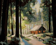 Zuty - Painting by Numbers - Snowy Cabin in the Forest 3 (D. Rusty Rust), 40X50 Cm, Canvas - Painting by Numbers