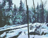 Zuty - Painting by Numbers - Reindeer in a Snowy Pasture (D. Rusty Rust), 40X50 Cm, Canvas+Frame - Painting by Numbers