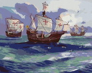 Zuty - Painting by Numbers - Columbus's Ships Sailing on the Sea (D. Rusty Rust), 40X50 Cm, Canvas - Painting by Numbers