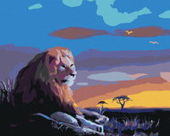 Zuty - Painting by Numbers - Lonely Lion at Sunset (D. Rusty Rust), 40X50 Cm, Canvas+Frame - Painting by Numbers