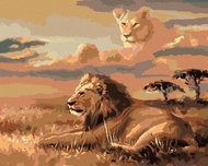 Zuty - Painting By Numbers - Lion And Lioness Illusion (D. Rusty Rust), 40X50 Cm, Canvas+Frame - Painting by Numbers
