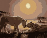 Zuty - Painting by Numbers - Two Lions (D. Rusty Rust), 40X50 Cm, Canvas+Frame - Painting by Numbers