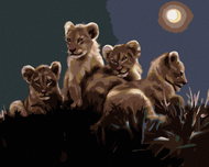 Zuty - Painting by Numbers - Lion Cubs (D. Rusty Rust), 80X100 Cm, Canvas - Painting by Numbers