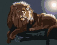 Zuty - Painting by Numbers - Lion Lying on a Branch (D. Rusty Rust), 40X50 Cm, Canvas+Frame - Painting by Numbers
