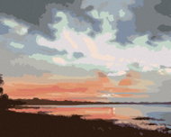 Zuty - Painting by Numbers - Twilight Over Water 2 (D. Rusty Rust), 40X50 Cm, Canvas - Painting by Numbers