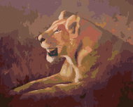 Zuty - Painting by Numbers - Reclining Lioness (D. Rusty Rust), 40X50 Cm, Canvas+Frame - Painting by Numbers